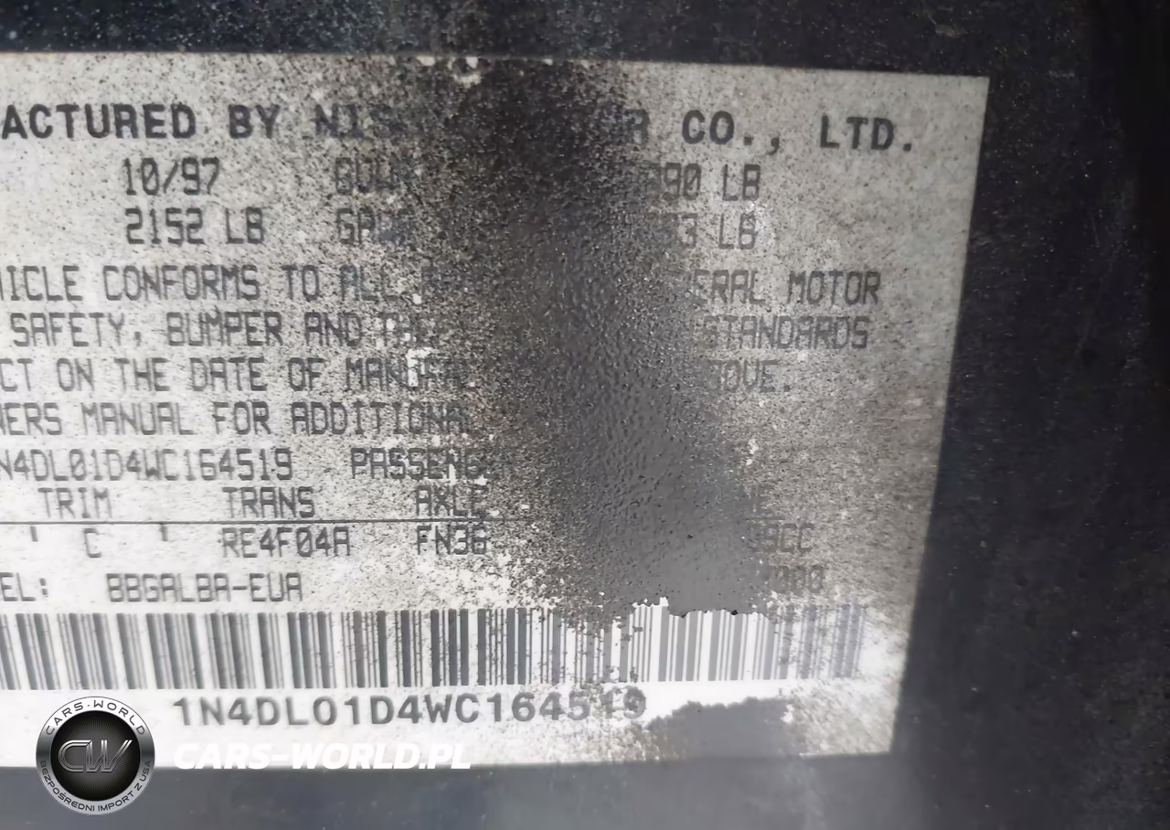 1998 Nissan Altima Gle-Gxe-Se-Xe VIN:1N4DL01D4WC164519 - 9