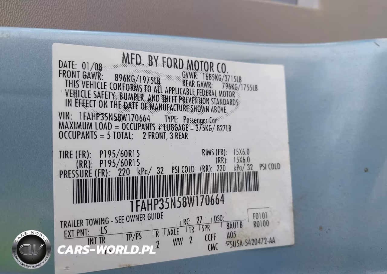 2008 Ford Focus Se VIN:1FAHP35N58W170664 - 9