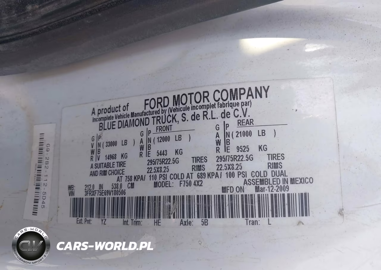 2009 Ford F-750 Xl-Xlt VIN:3FRXF75E69V180506 - 9