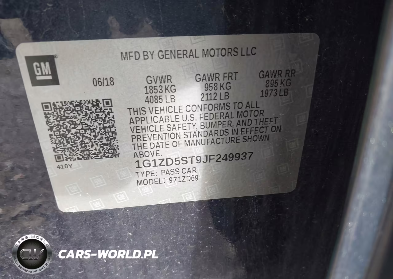 2018 Chevrolet Malibu Lt VIN:1G1ZD5ST9JF249937 - 9