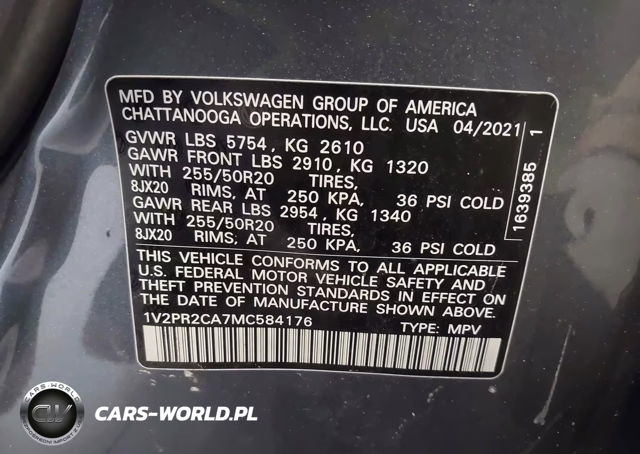 2021 Volkswagen Atlas 3.6L V6 Se W-Technology R-Line VIN:1V2PR2CA7MC584176 - 9