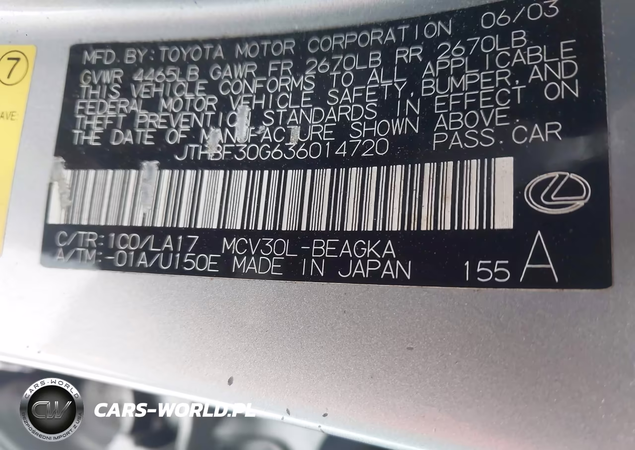 2003 Lexus Es 300 VIN:JTHBF30G636014720 - 9