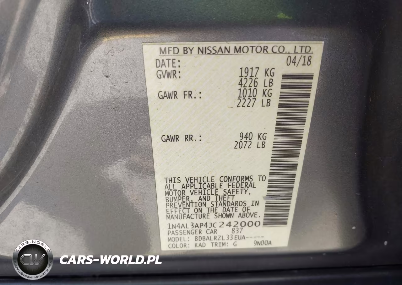 2018 Nissan Altima 2.5 Sl VIN:1N4AL3AP4JC242000 - 9