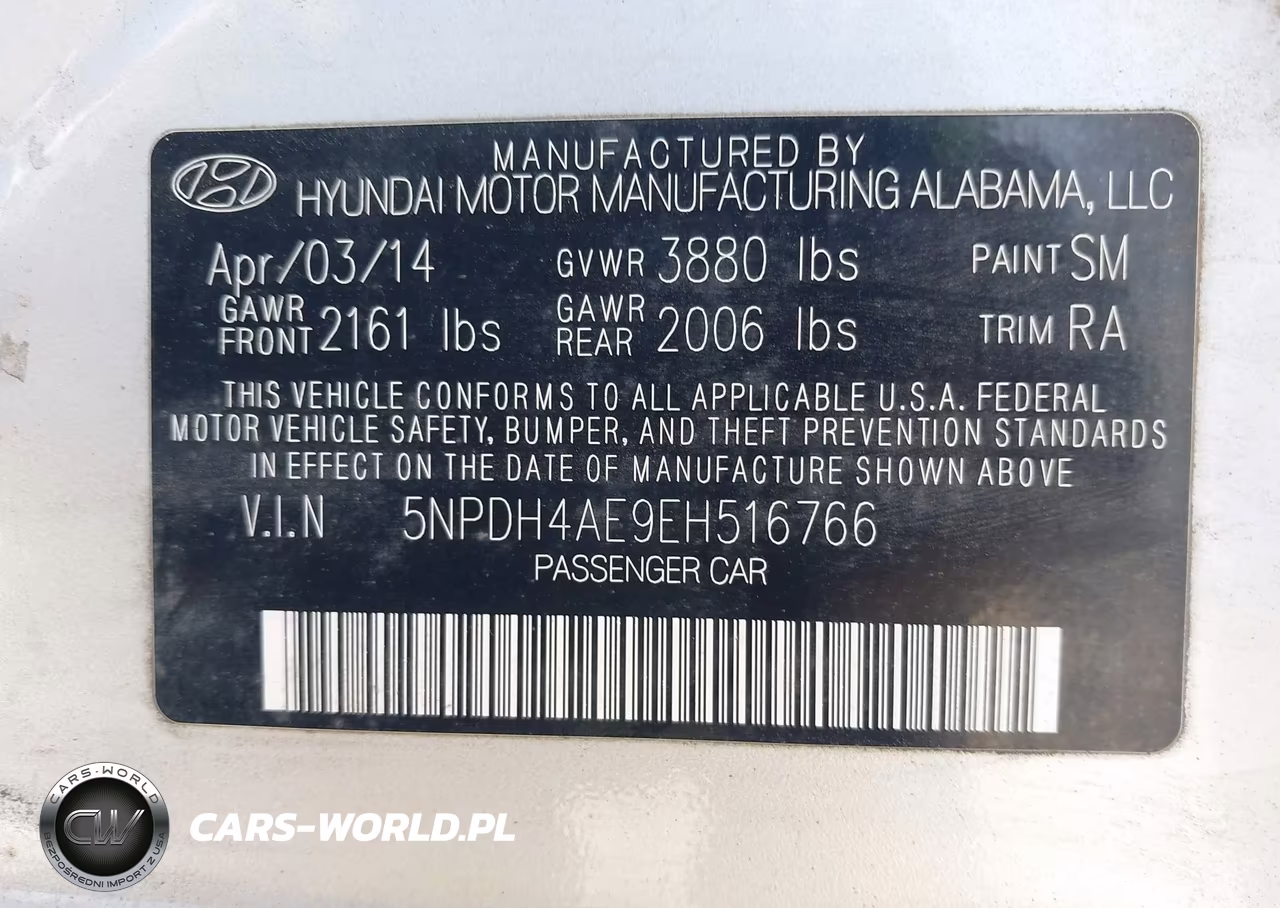 2014 Hyundai Elantra Se VIN:5NPDH4AE9EH516766 - 9