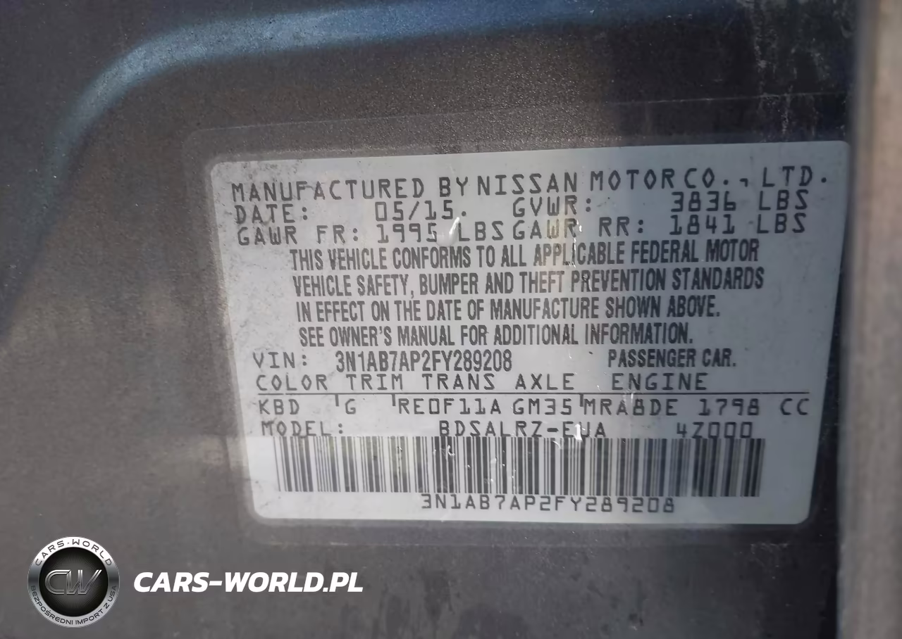 2015 Nissan Sentra Sr VIN:3N1AB7AP2FY289208 - 9