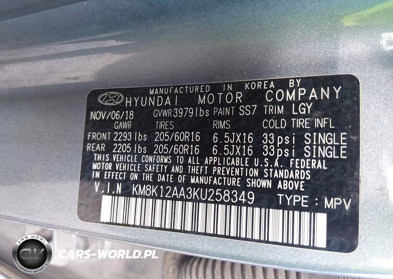 2019 Hyundai Kona Se VIN:KM8K12AA3KU258349 - 9