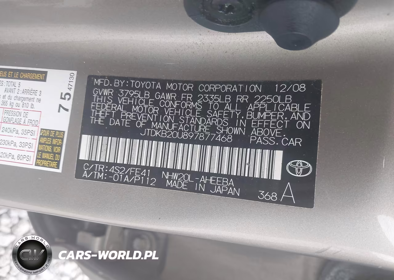 2009 Toyota Prius VIN:JTDKB20U897877468 - 9