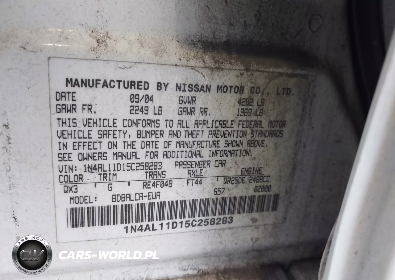 2005 Nissan Altima 2.5 S VIN:1N4AL11D15C258283 - 9