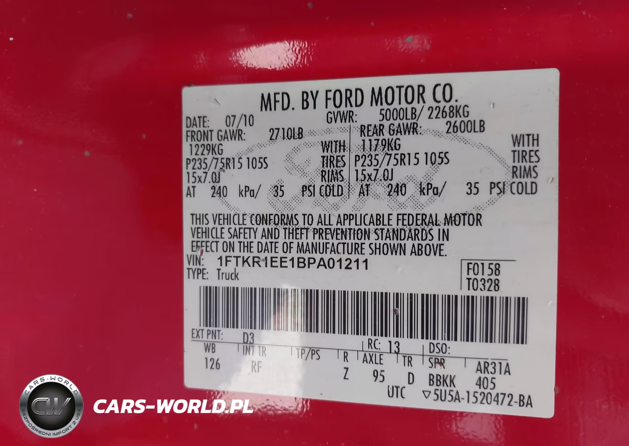 2011 Ford Ranger Sport VIN:1FTKR1EE1BPA01211 - 9