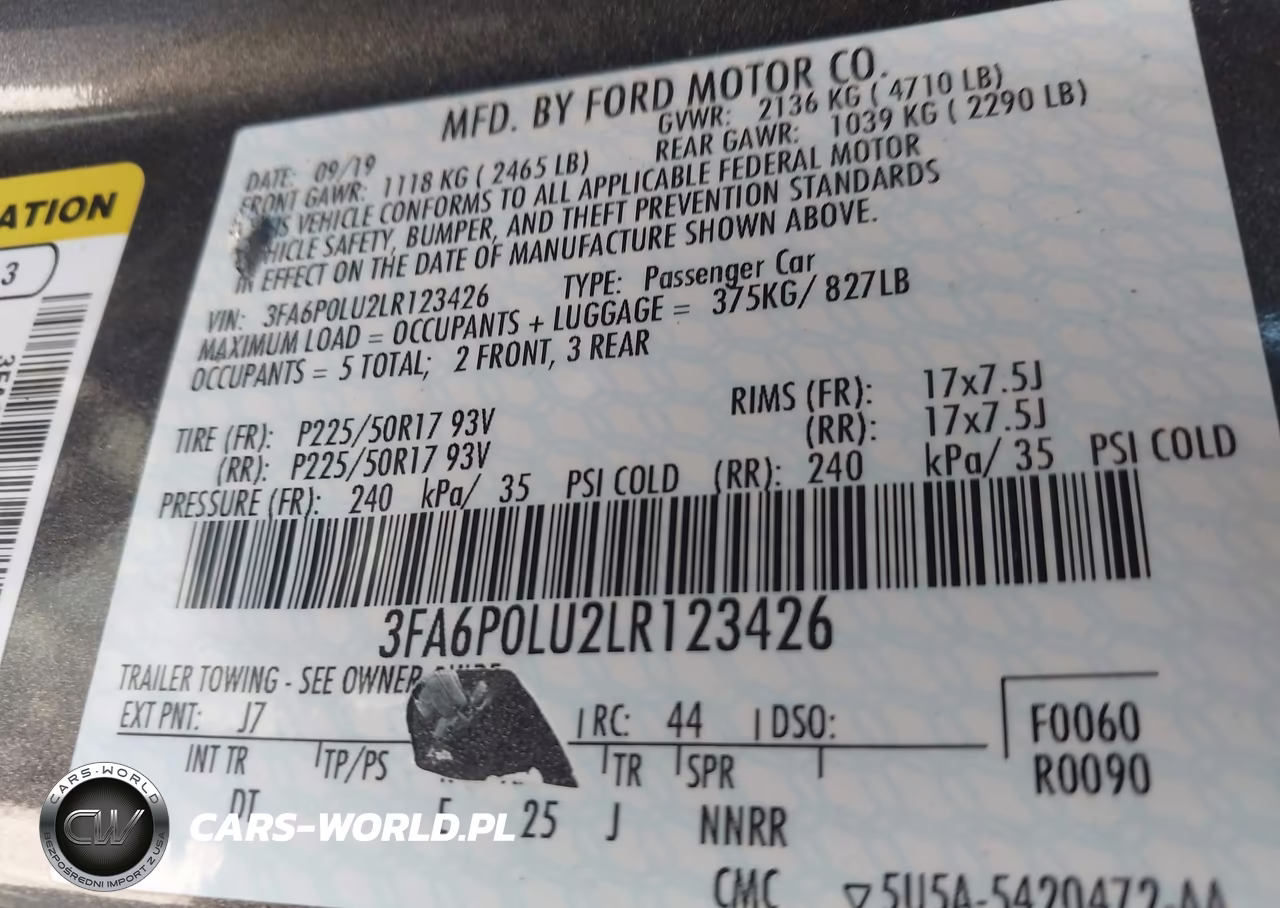 2020 Ford Fusion Hybrid Se VIN:3FA6P0LU2LR123426 - 9