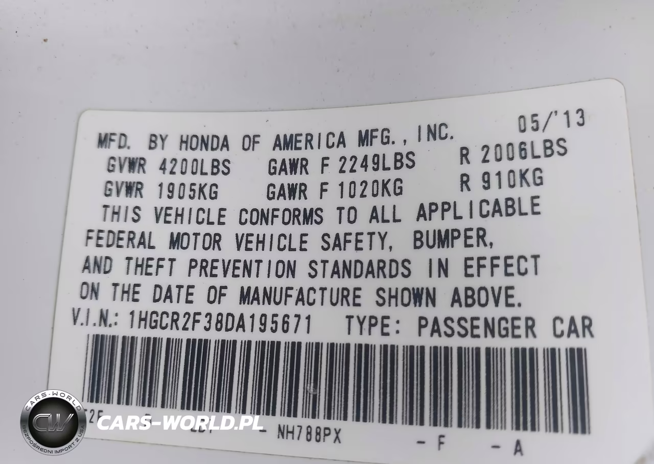 2013 Honda Accord Lx VIN:1HGCR2F38DA195671 - 9