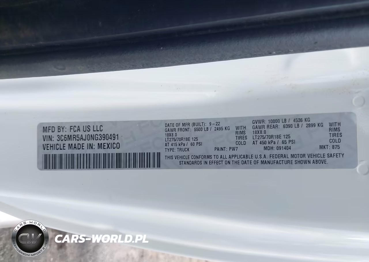 2022 Ram 2500 Tradesman 4X4 8' Box VIN:3C6MR5AJ0NG390491 - 9