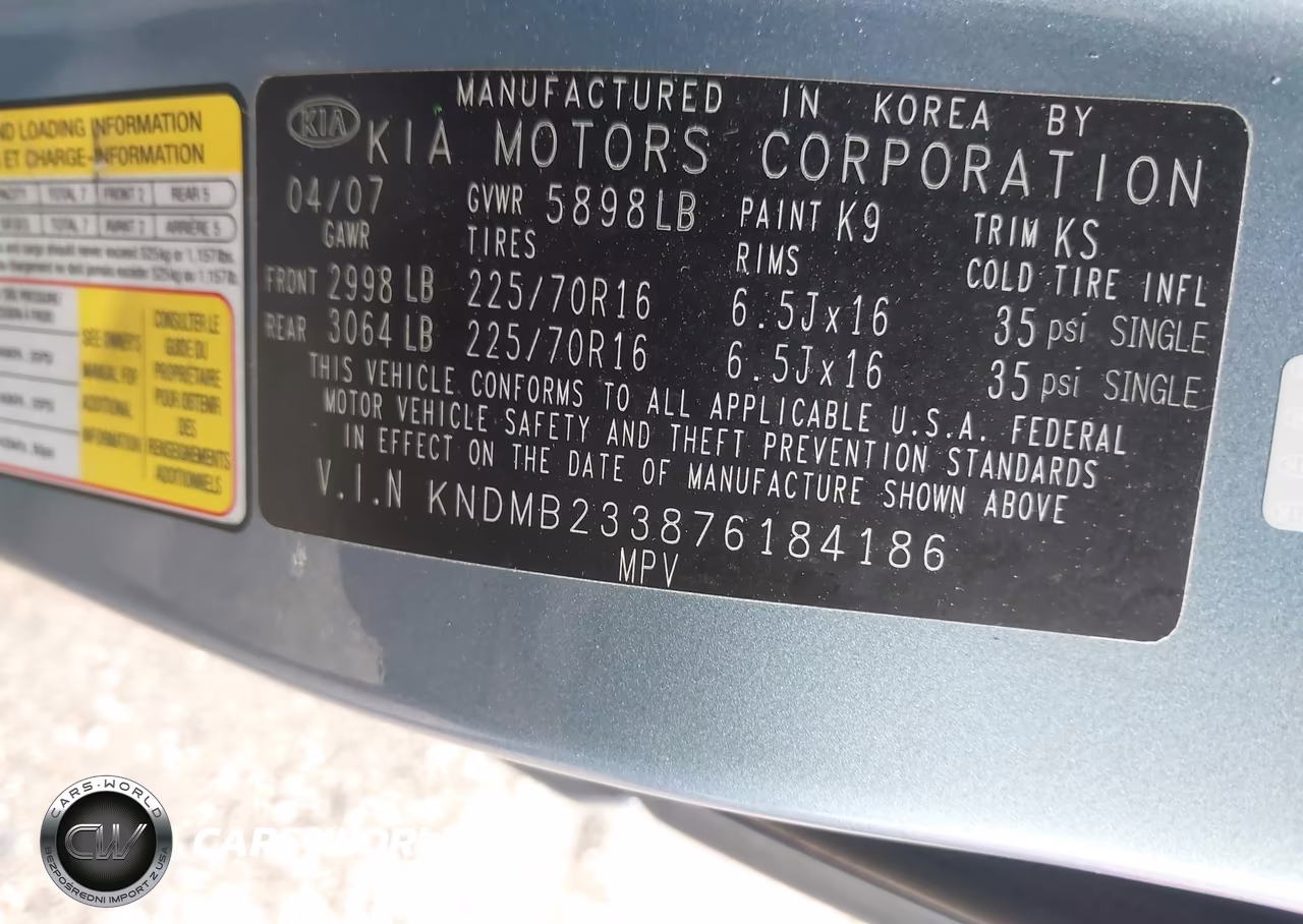2007 Kia Sedona Lx VIN:KNDMB233876184186 - 9