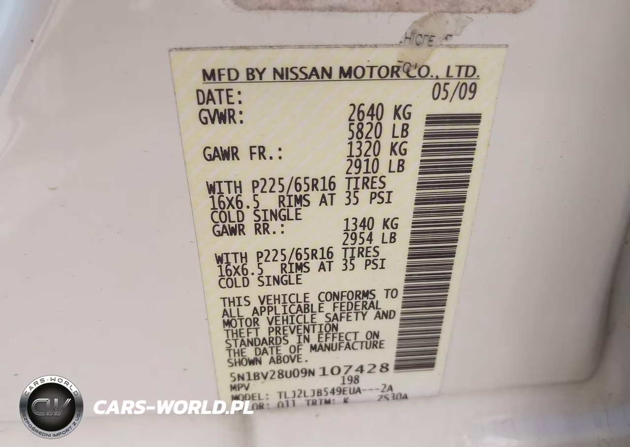 2009 Nissan Quest 3.5 Sl VIN:5N1BV28U09N107428 - 9