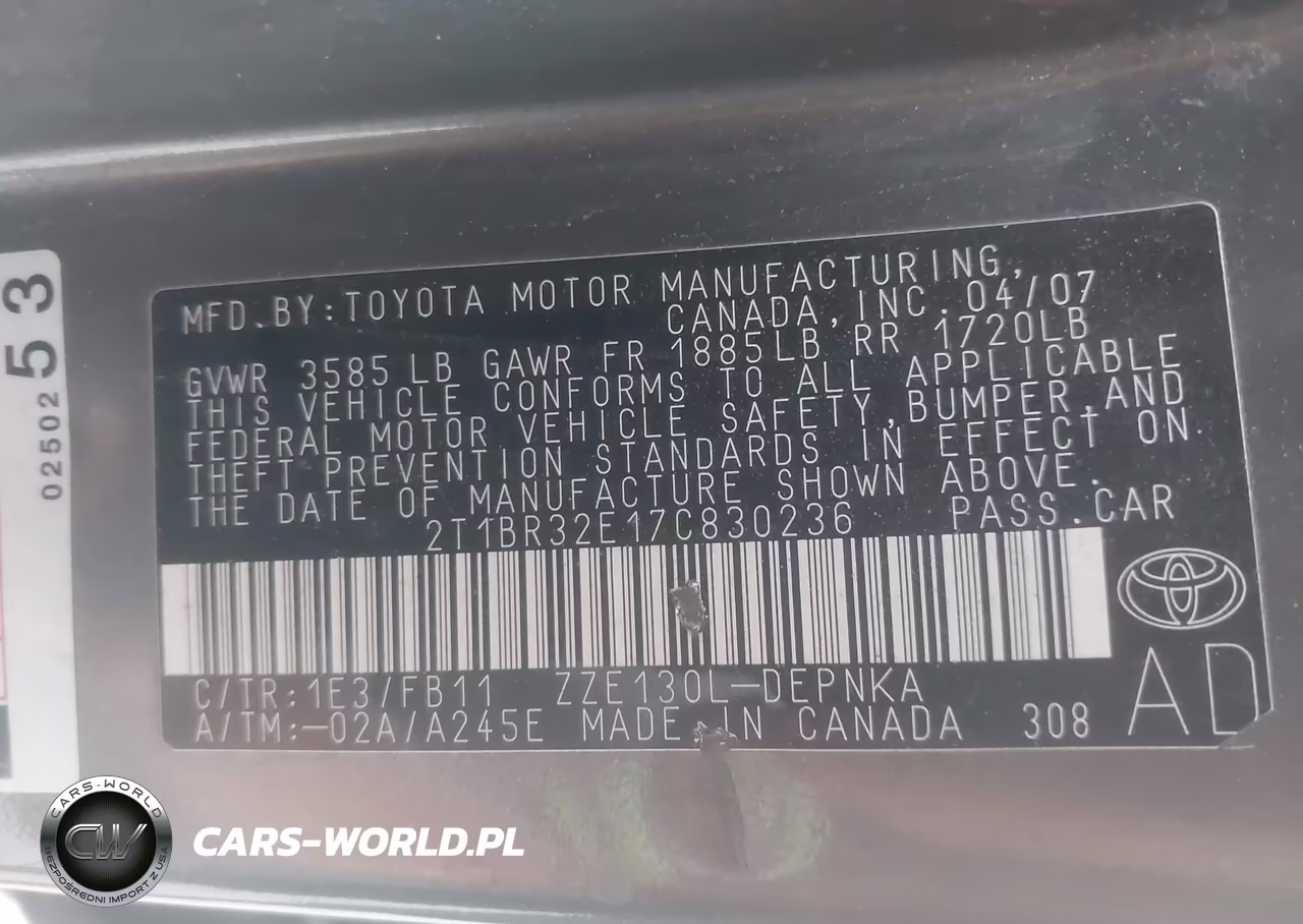 2007 Toyota Corolla Le VIN:2T1BR32E17C830236 - 9