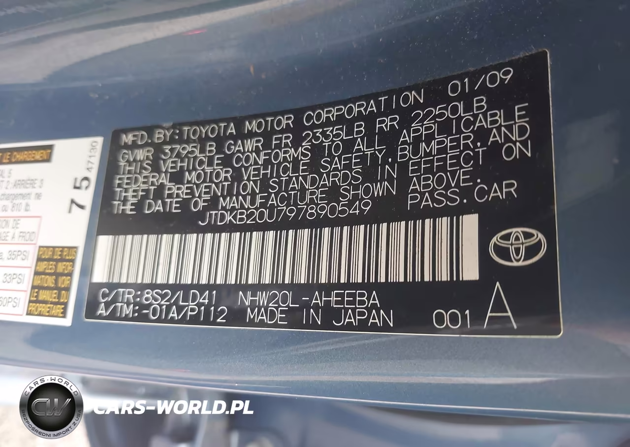 2009 Toyota Prius VIN:JTDKB20U797890549 - 9