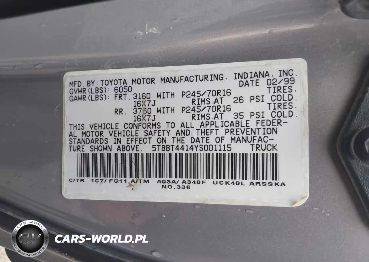 2000 Toyota Tundra Sr5 V8 VIN:5TBBT4414YS001115 - 9