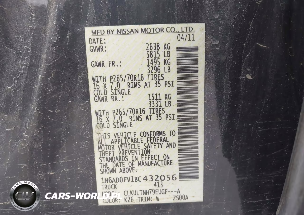 2011 Nissan Frontier Sv VIN:1N6AD0FV1BC432056 - 9