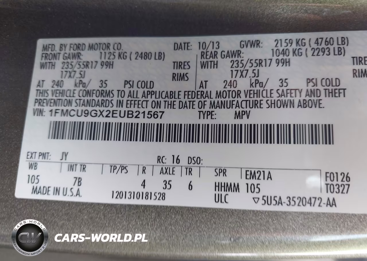 2014 Ford Escape Se VIN:1FMCU9GX2EUB21567 - 9