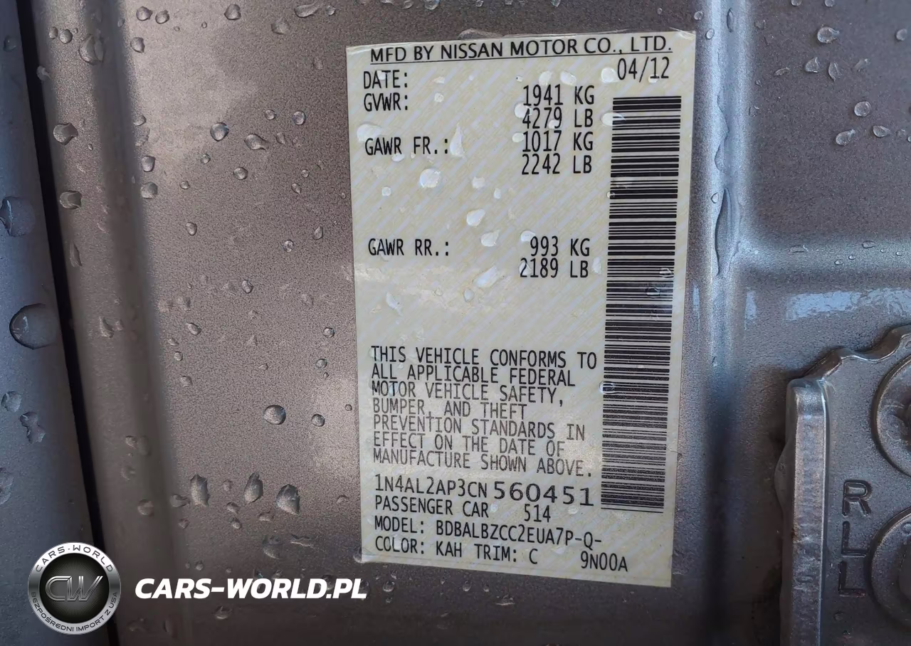 2012 Nissan Altima 2.5 S VIN:1N4AL2AP3CN560451 - 9