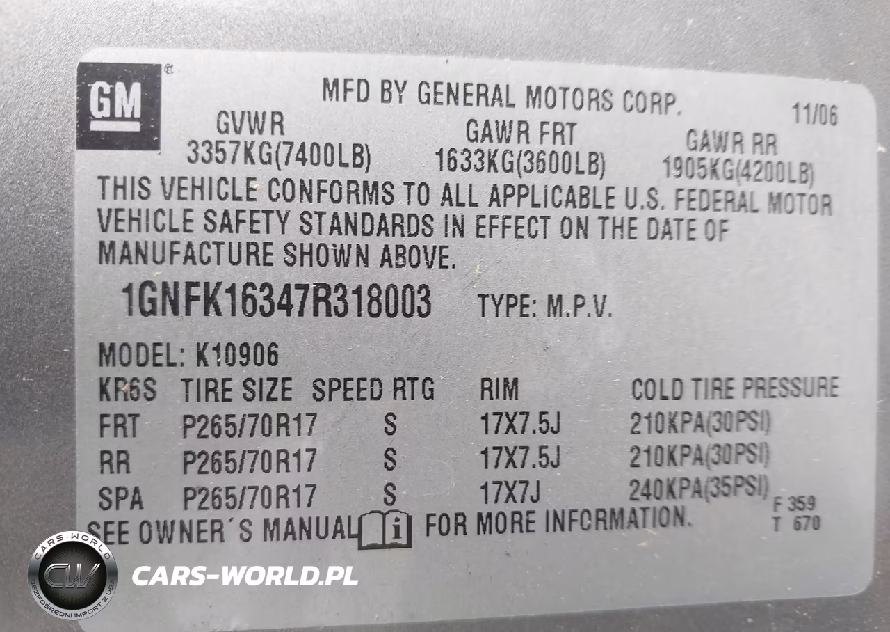 2007 Chevrolet Suburban Lt VIN:1GNFK16347R318003 - 9