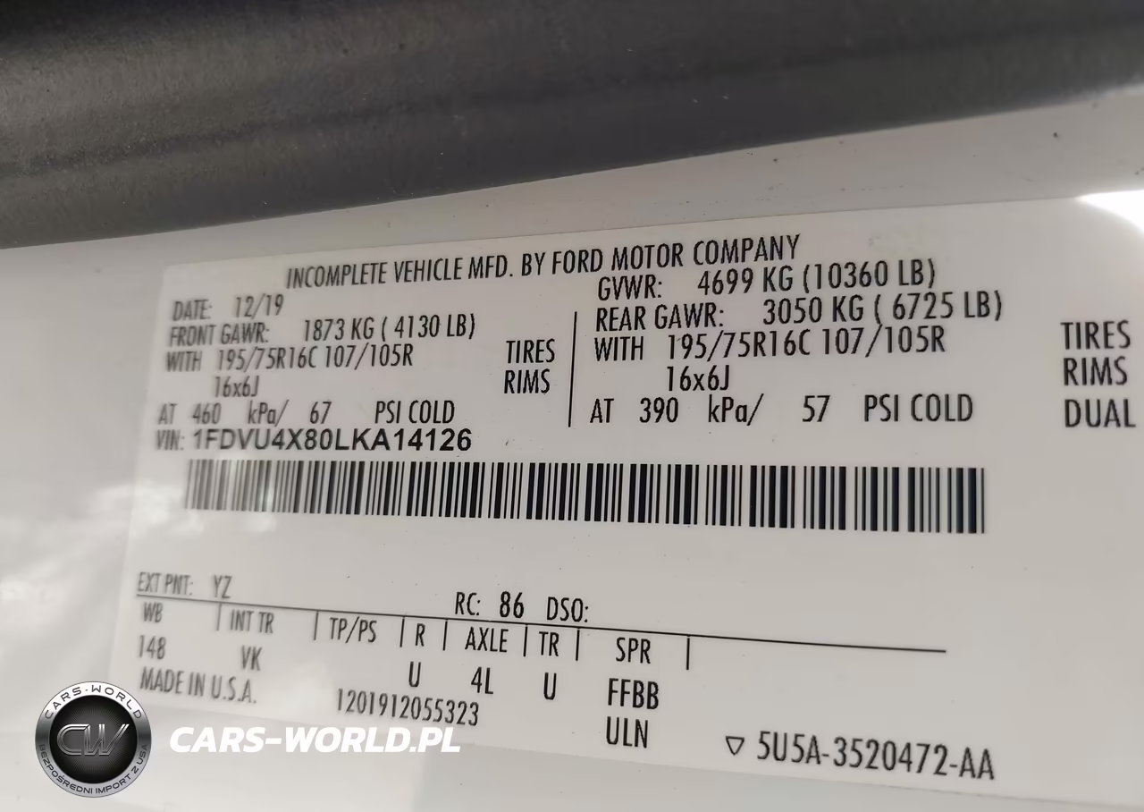 2020 Ford Transit-350 Passenger Van Xl VIN:1FDVU4X80LKA14126 - 8