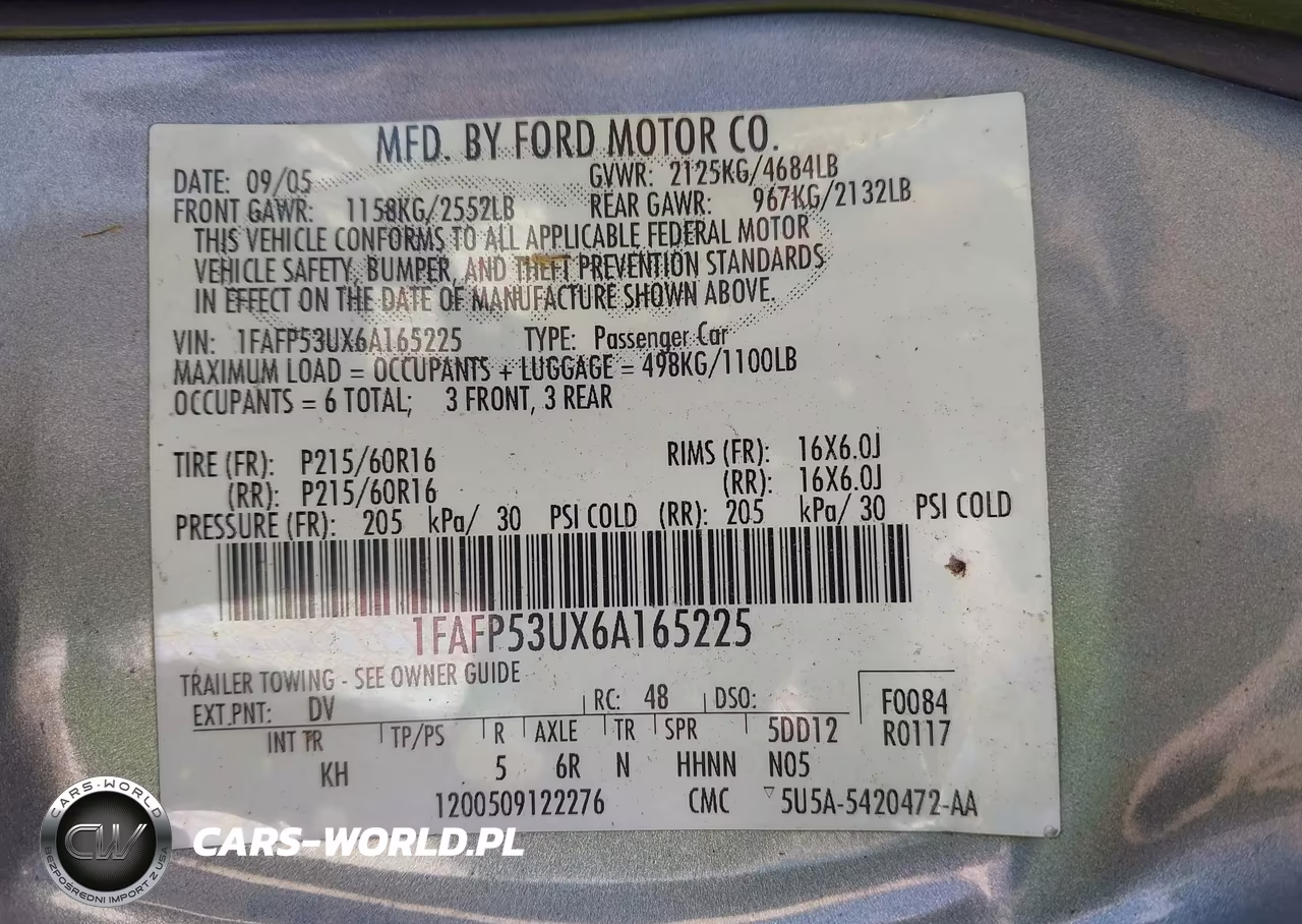 2006 Ford Taurus Se VIN:1FAFP53UX6A165225 - 9