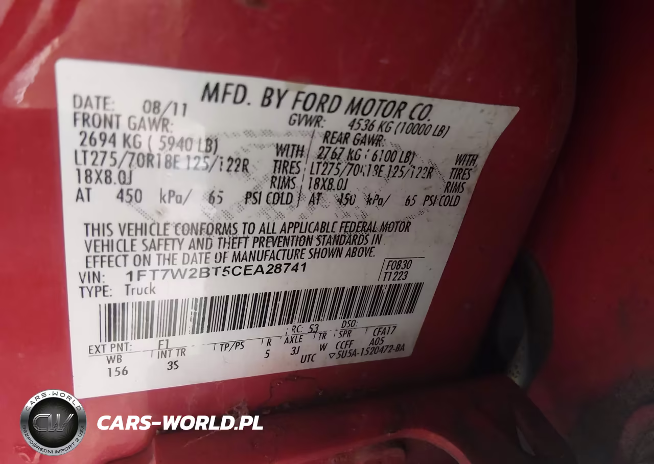 2012 Ford F-250 Xlt VIN:1FT7W2BT5CEA28741 - 9