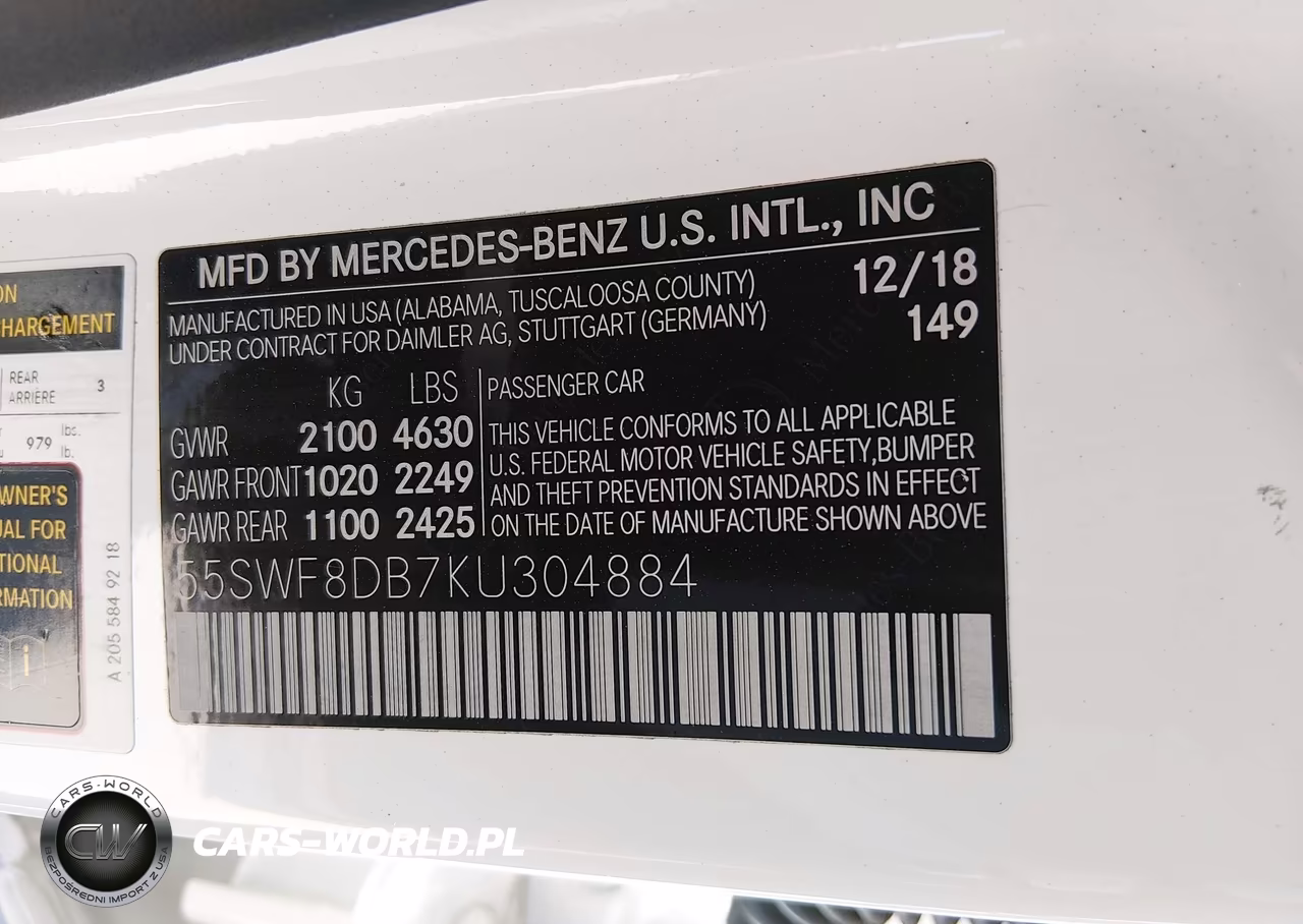 2019 Mercedes-Benz C 300 VIN:55SWF8DB7KU304884 - 9