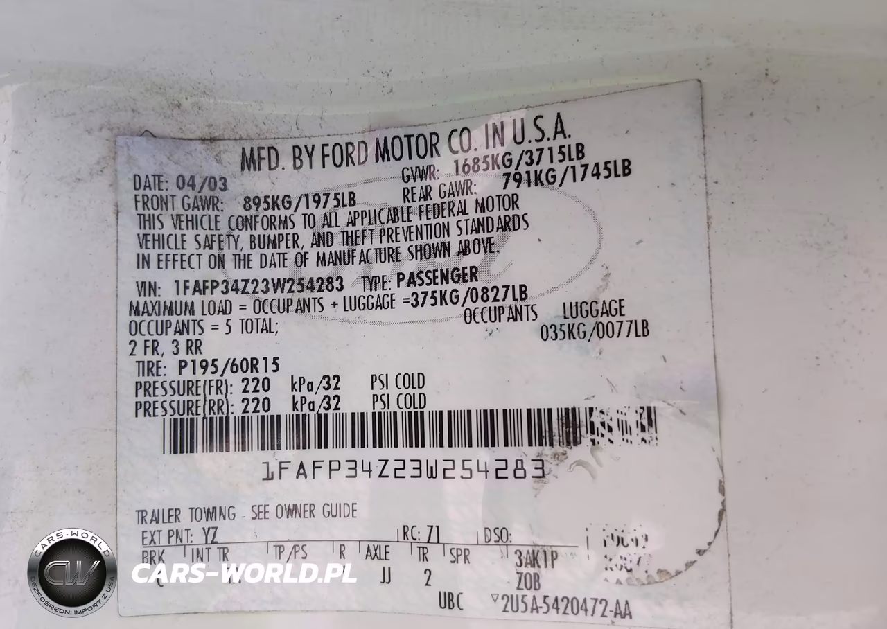 2003 Ford Focus Se VIN:1FAFP34Z23W254283 - 9