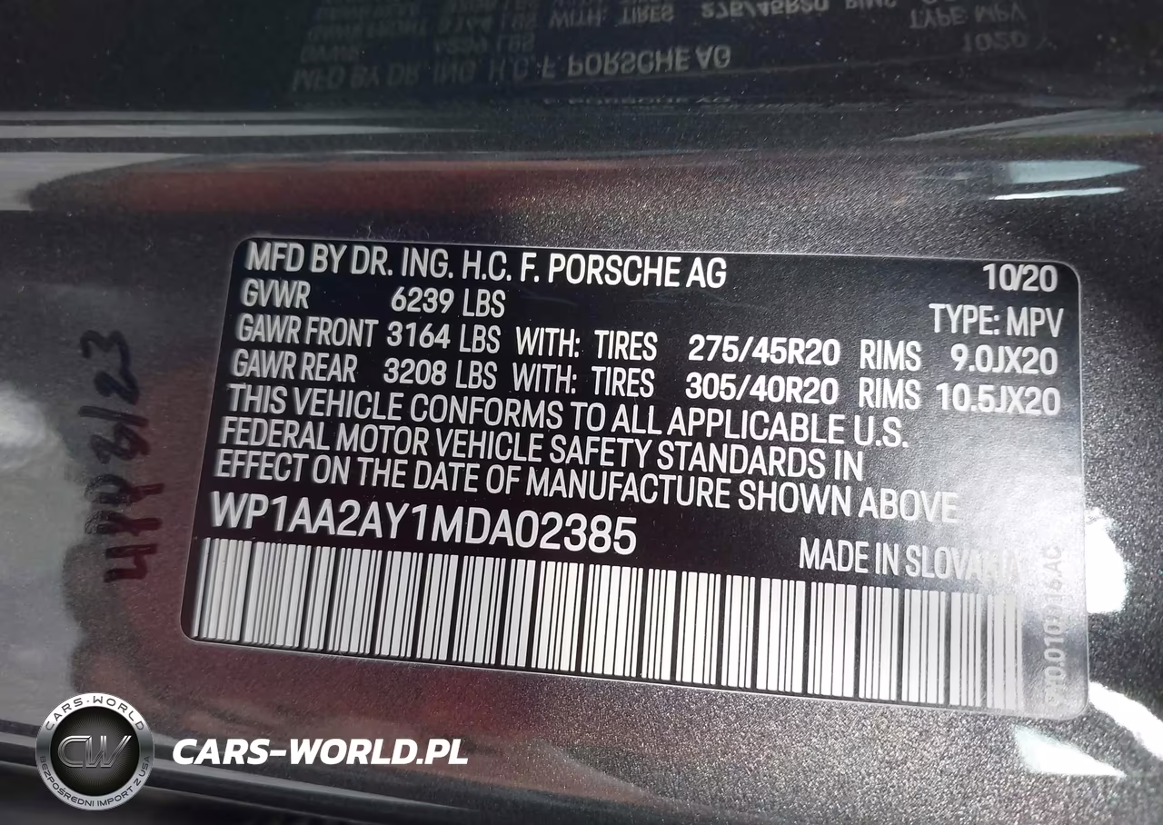 2021 Porsche Cayenne VIN:WP1AA2AY1MDA02385 - 9