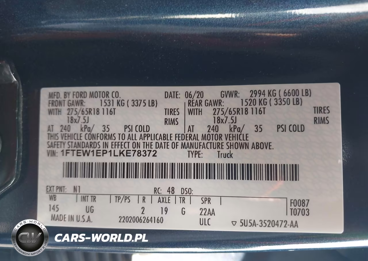 2020 Ford F-150 Xlt VIN:1FTEW1EP1LKE78372 - 9