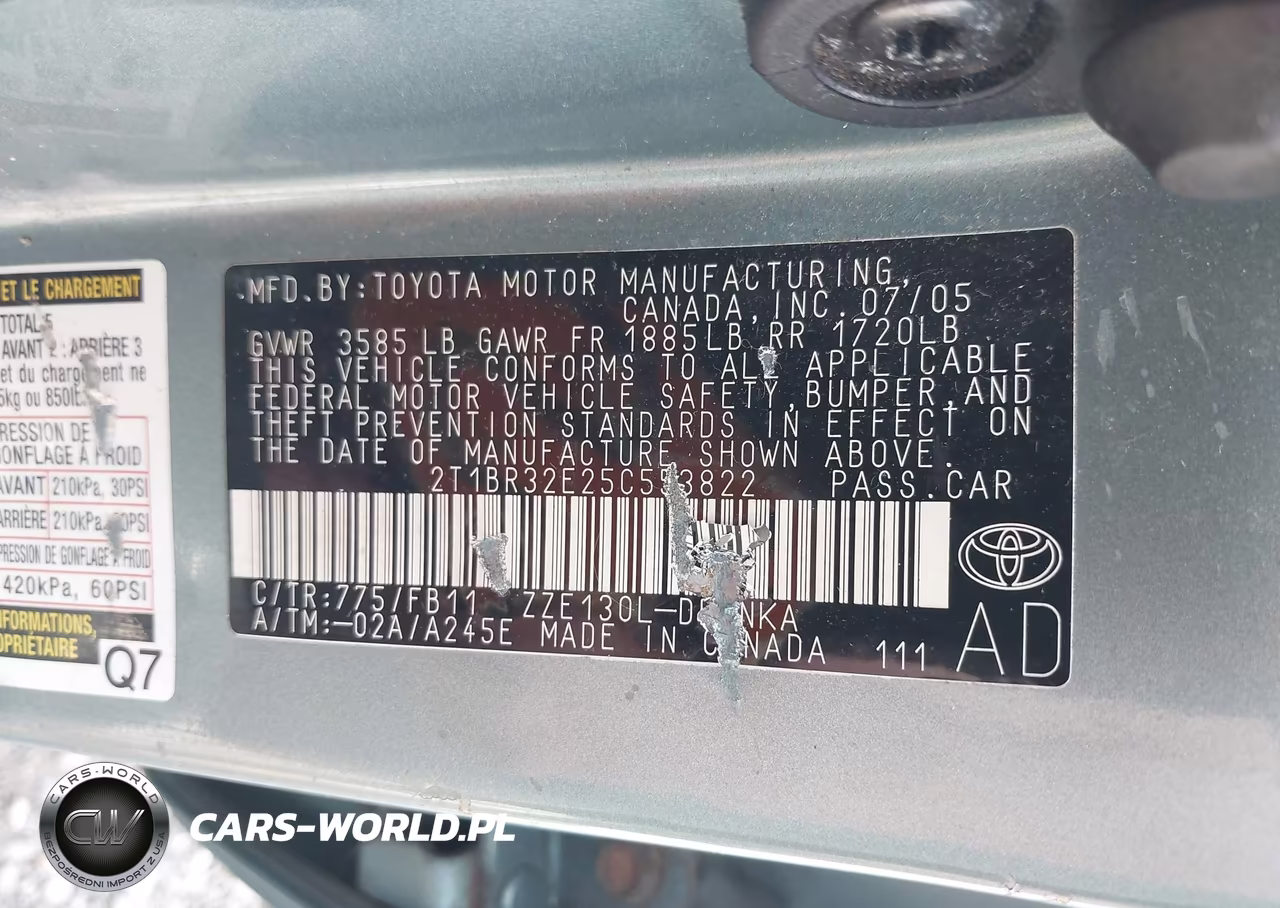 2005 Toyota Corolla Le VIN:2T1BR32E25C553822 - 9