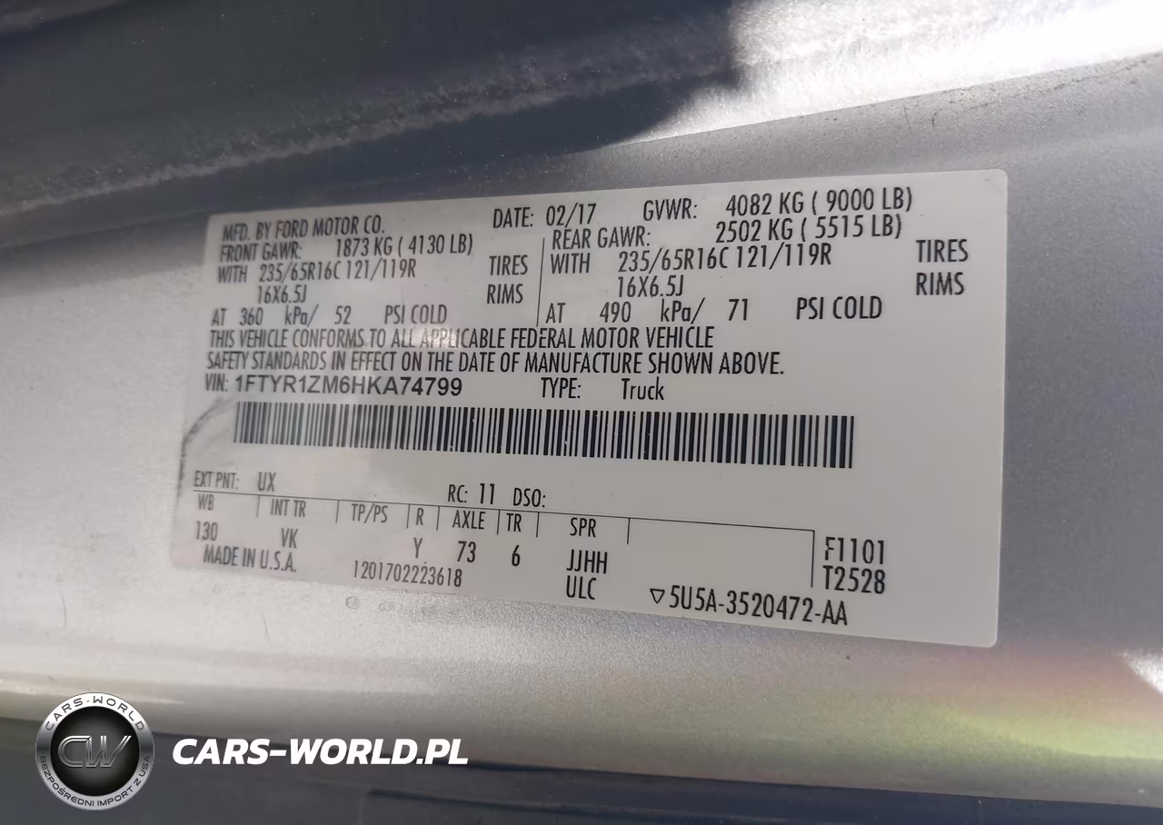 2017 Ford Transit-250 VIN:1FTYR1ZM6HKA74799 - 9