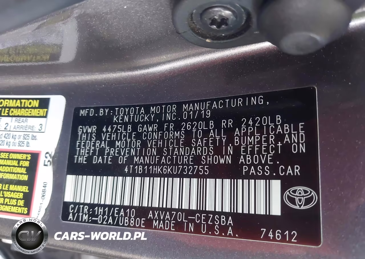 2019 Toyota Camry Se VIN:4T1B11HK6KU732755 - 9