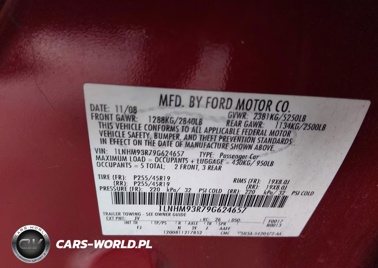 2009 Lincoln Mks VIN:1LNHM93R79G624657 - 9