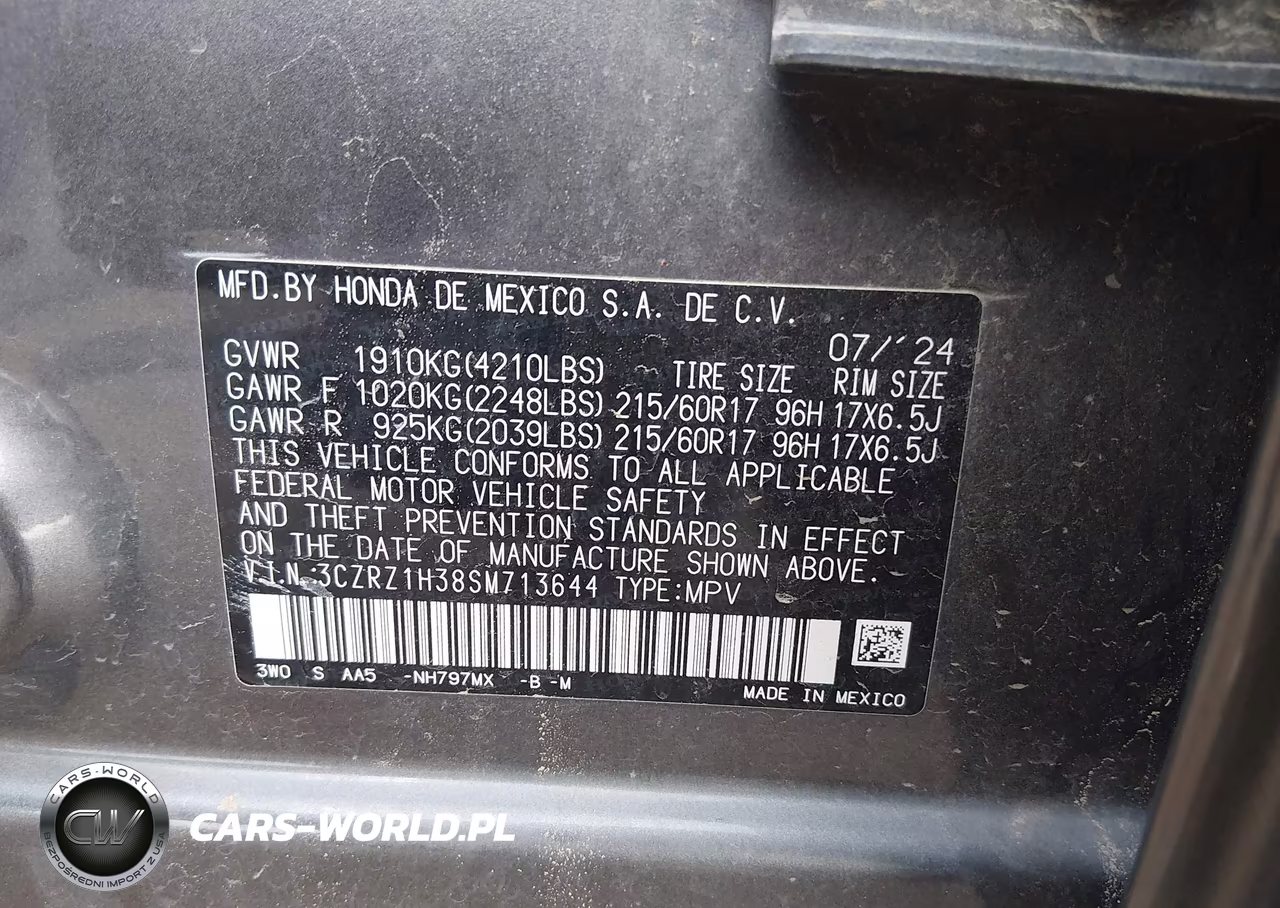 2025 Honda Hr-V 2Wd Lx VIN:3CZRZ1H38SM713644 - 9