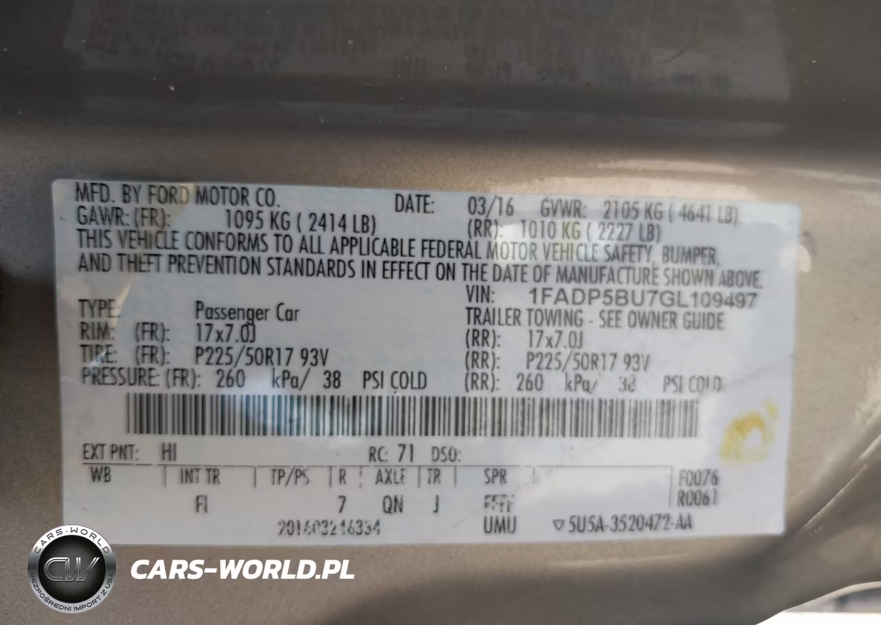 2016 Ford C-Max Hybrid Sel VIN:1FADP5BU7GL109497 - 9
