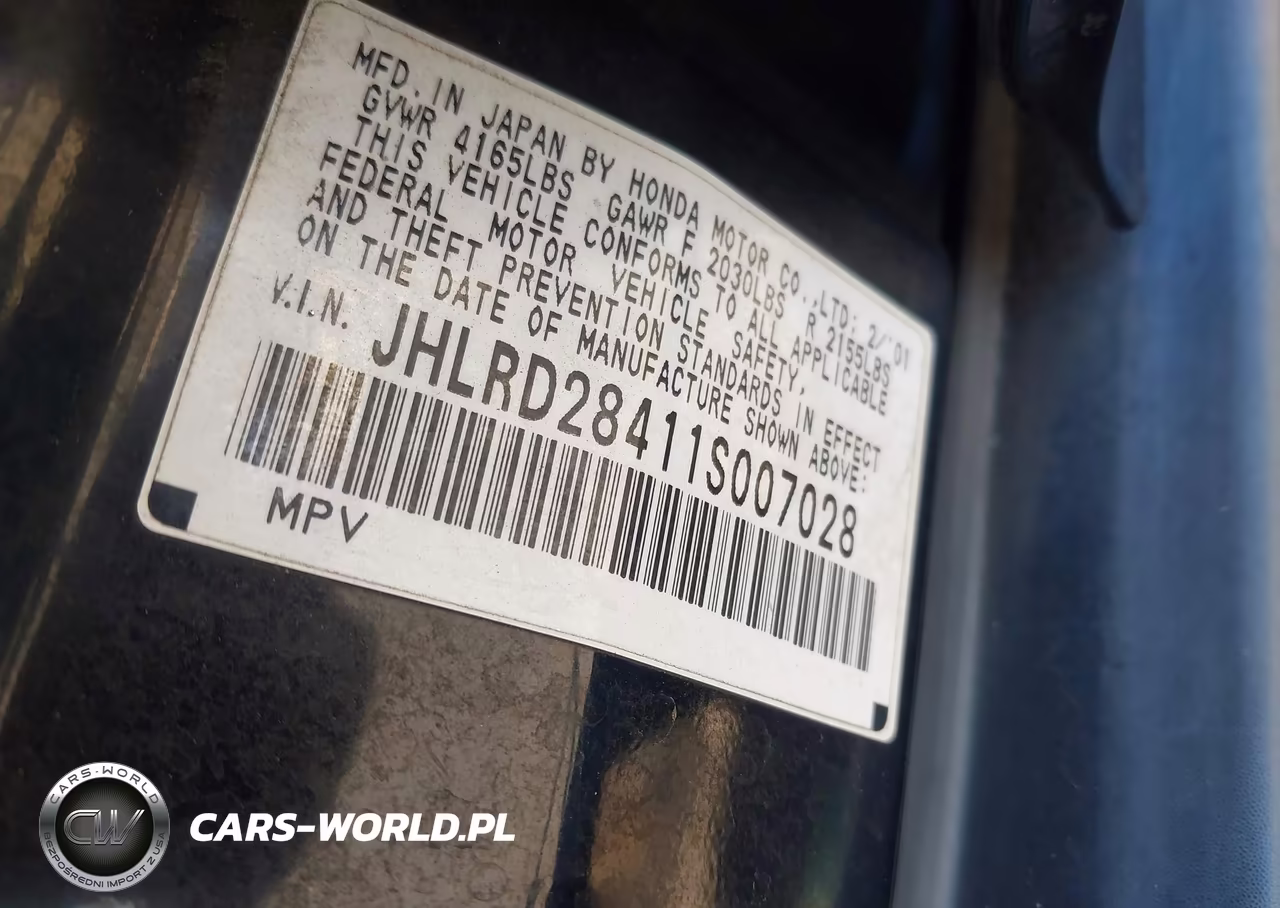 2001 Honda Cr-V Lx VIN:JHLRD28411S007028 - 9