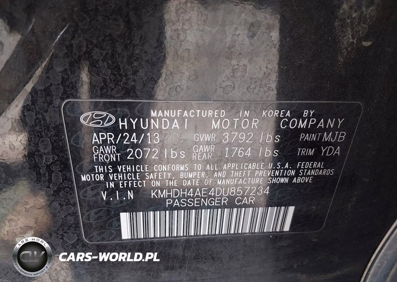 2013 Hyundai Elantra Gls VIN:KMHDH4AE4DU857234 - 9