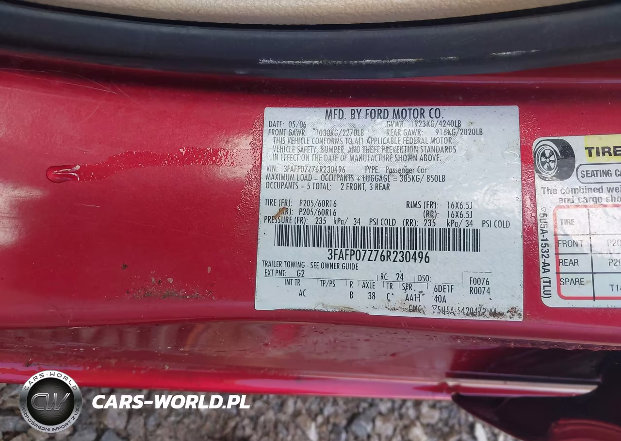 2006 Ford Fusion Se VIN:3FAFP07Z76R230496 - 9