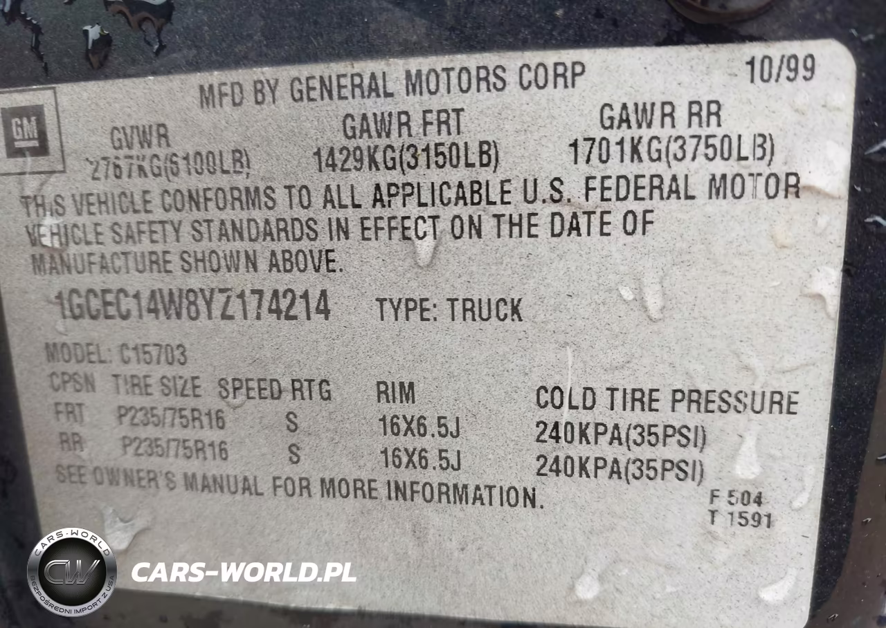2000 Chevrolet Silverado 1500 VIN:1GCEC14W8YZ174214 - 9
