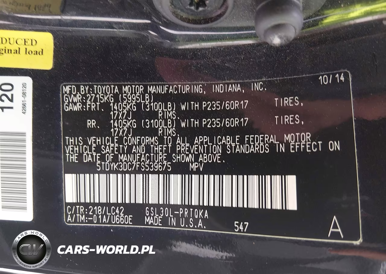 2015 Toyota Sienna Xle 8 Passenger VIN:5TDYK3DC7FS539675 - 9