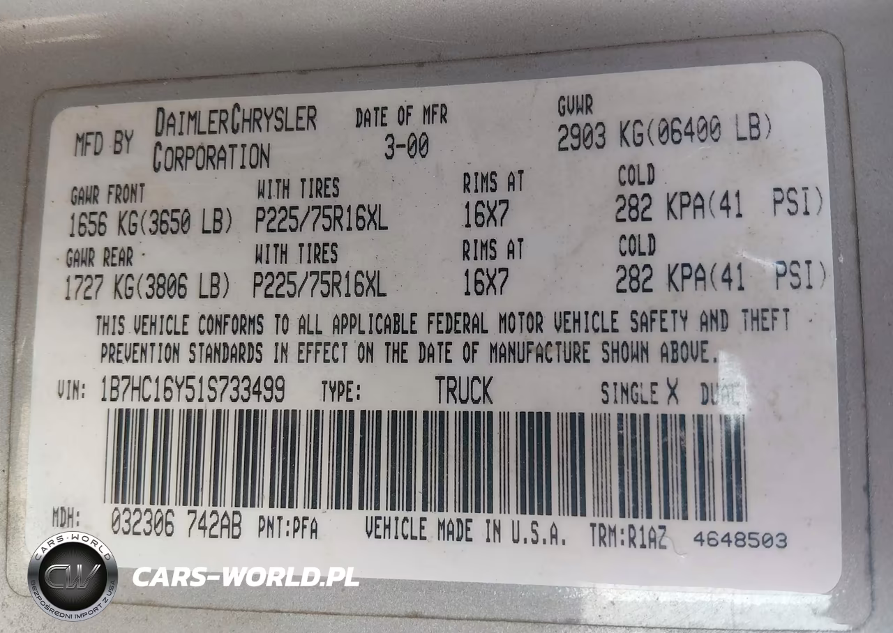 2001 Dodge Ram 1500 St VIN:1B7HC16Y51S733499 - 9