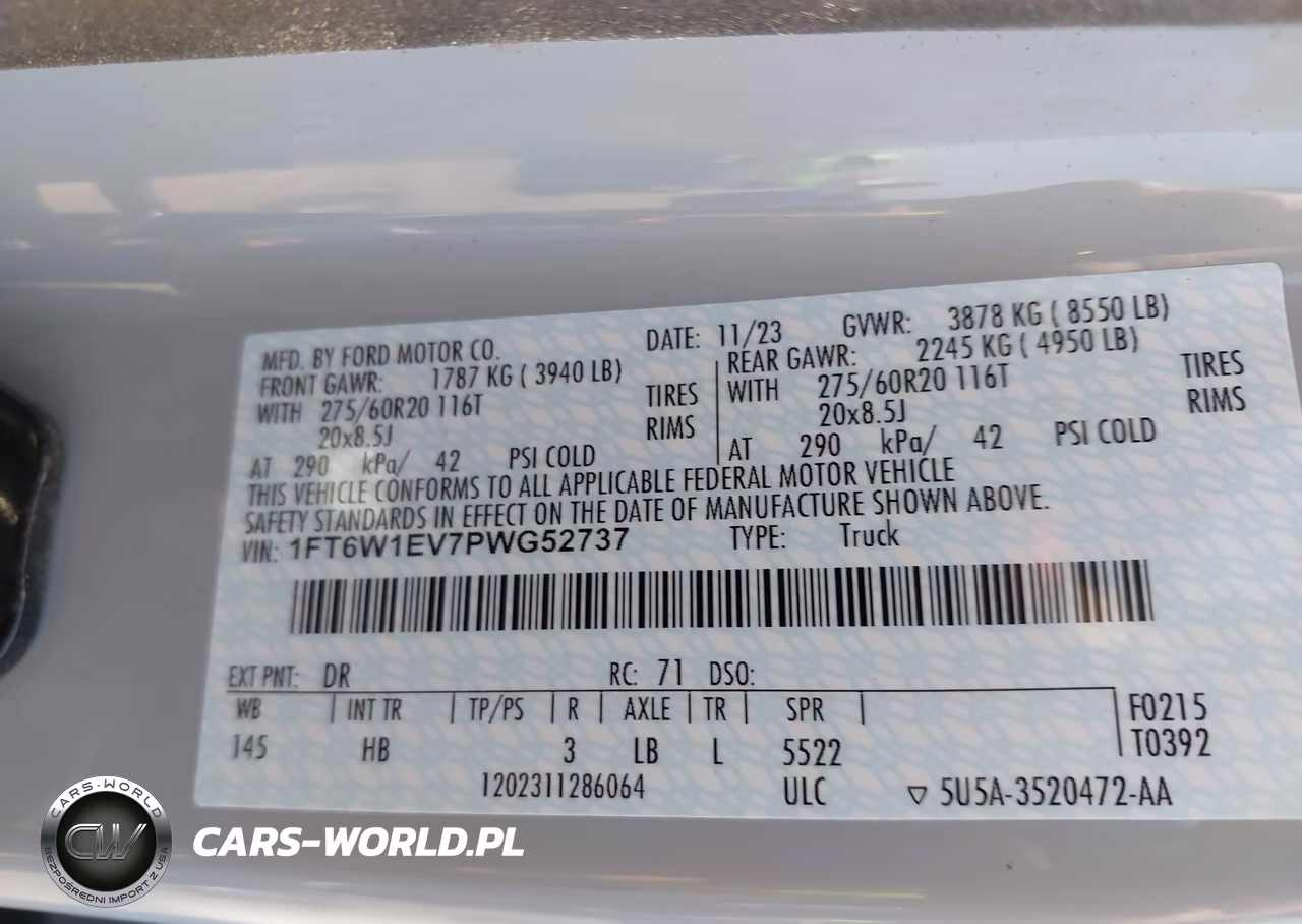 2023 Ford F-150 Lightning Lariat VIN:1FT6W1EV7PWG52737 - 9