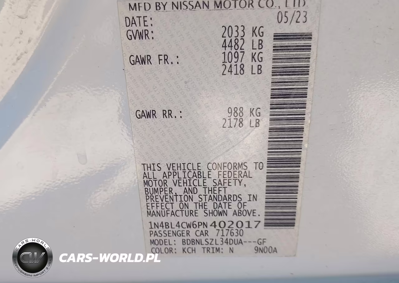 2023 Nissan Altima Sr Intelligent Awd VIN:1N4BL4CW6PN402017 - 9