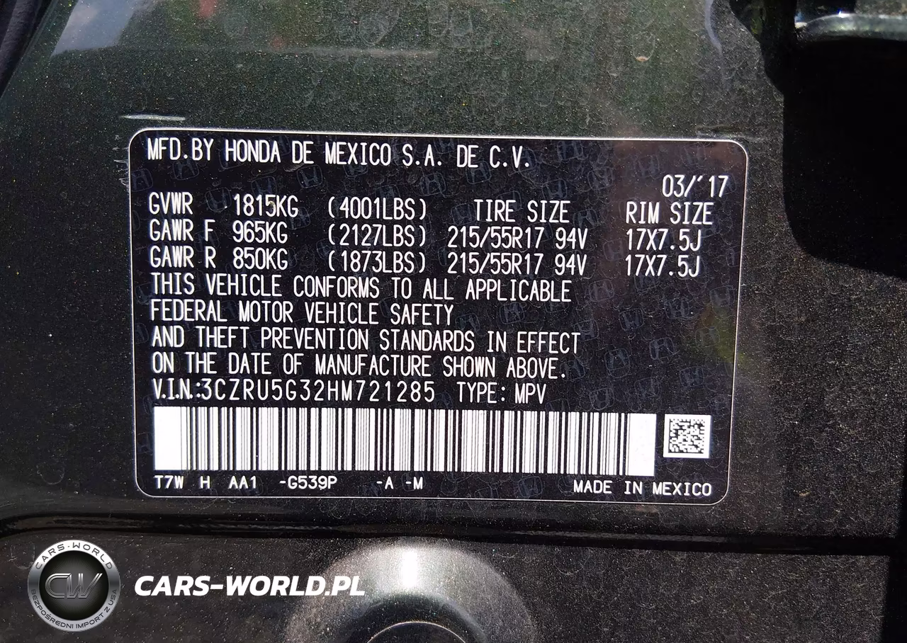 2017 Honda Hr-V Lx VIN:3CZRU5G32HM721285 - 9
