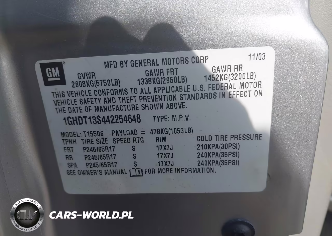 2004 Oldsmobile Bravada VIN:1GHDT13S442254648 - 9
