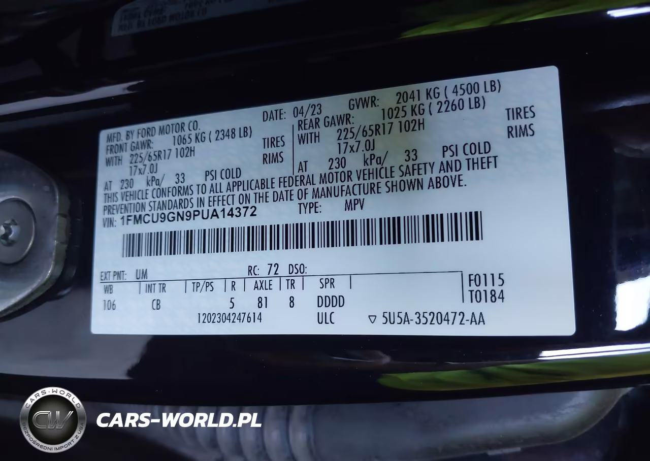2023 Ford Escape Active VIN:1FMCU9GN9PUA14372 - 9
