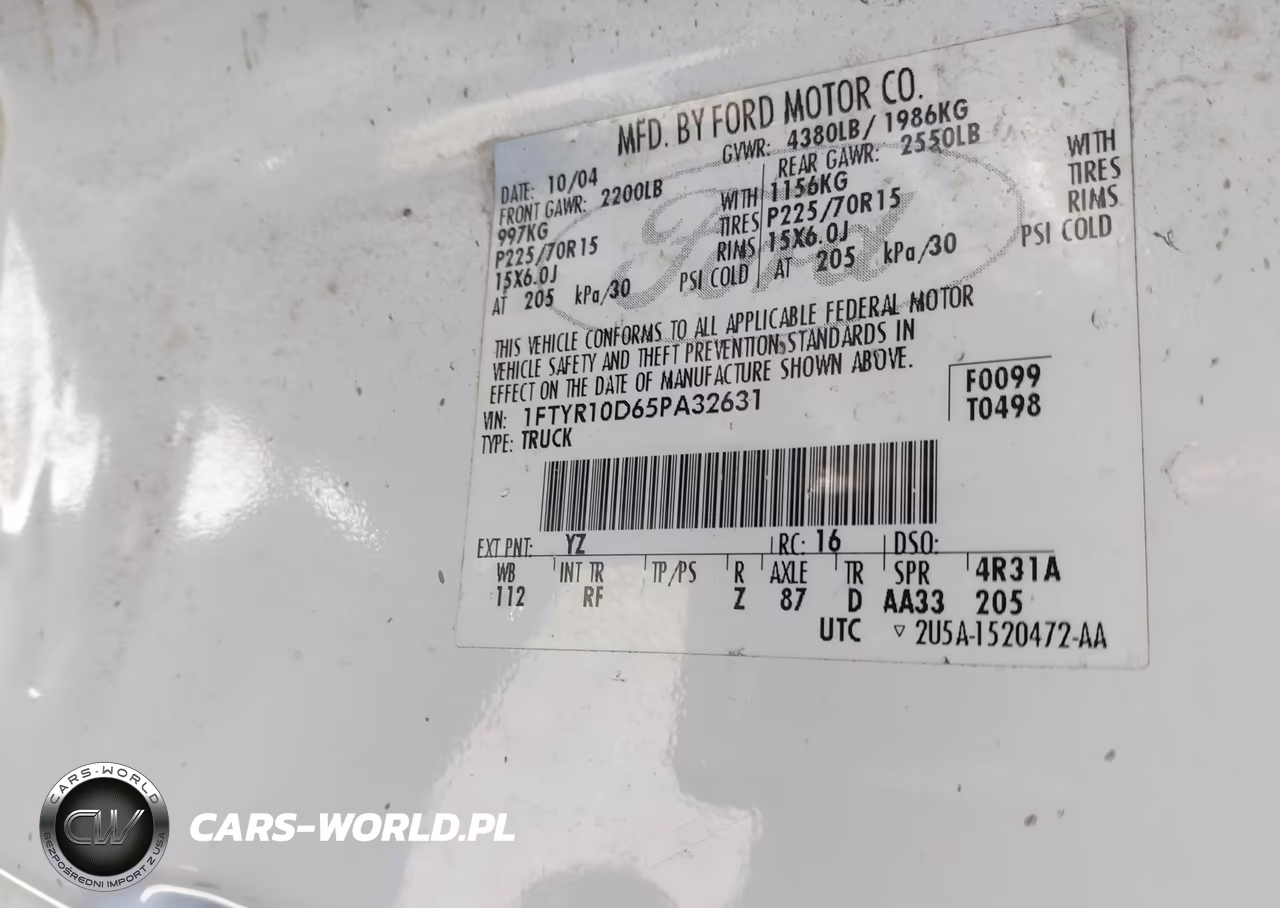 2005 Ford Ranger Xl-Xls-Xlt VIN:1FTYR10D65PA32631 - 9